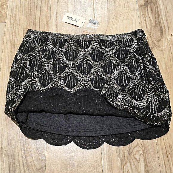 Black Silver Glam Skirt L FOREVER 21 Mini New Barbiecore Princesscore Holiday - Picture 7 of 11
